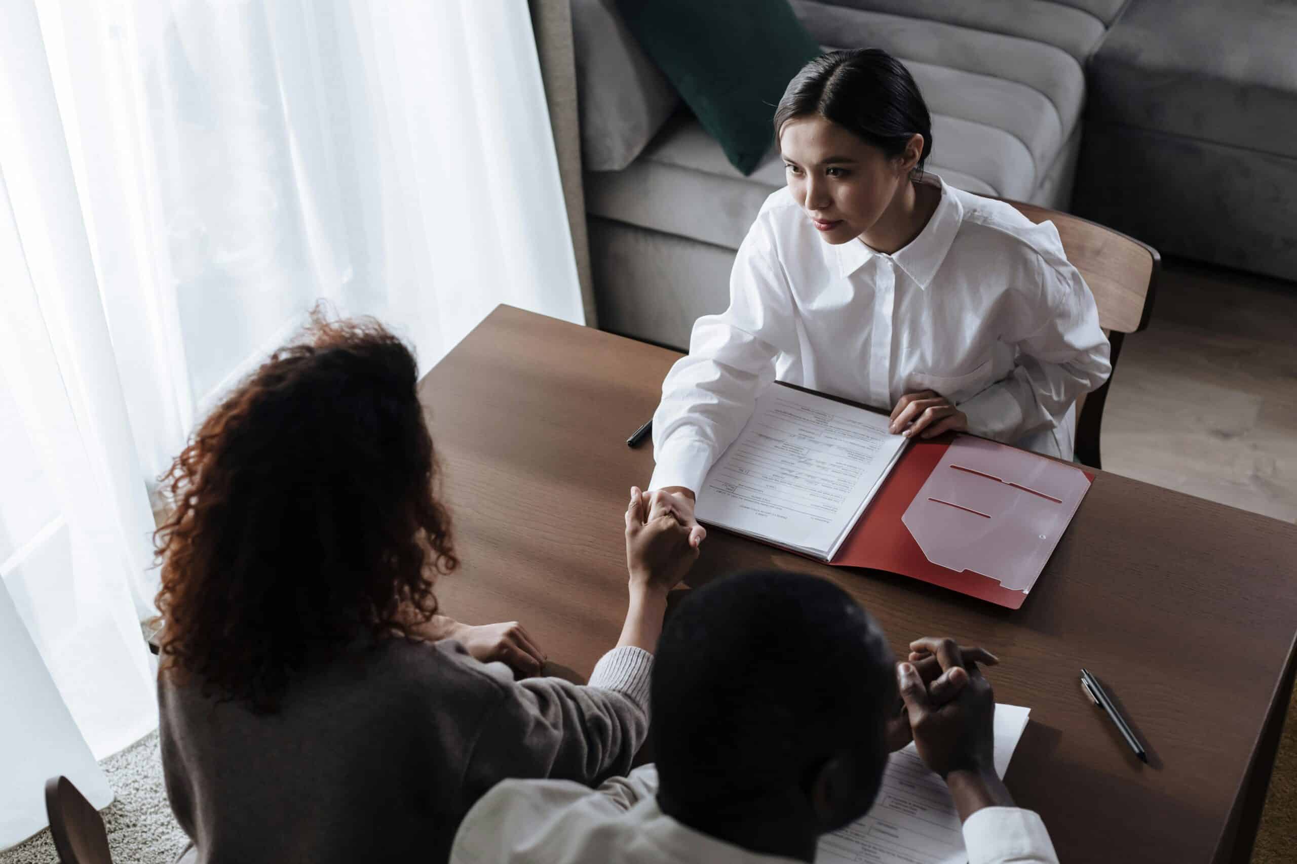 community manager holds meeting with potential residents